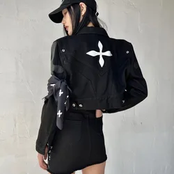 New Arrival Cross Flower Motorcycle Long-sleeved Short Jacket