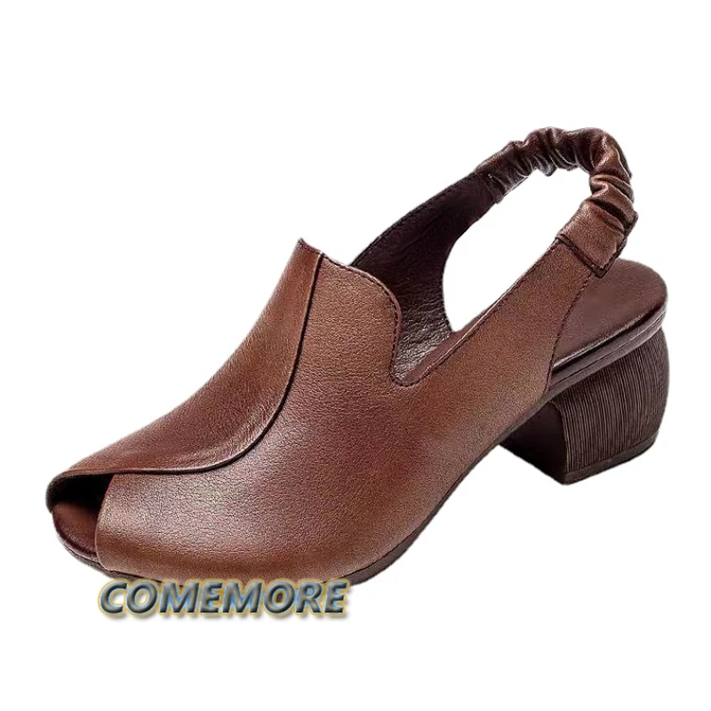 2023 New Women\'s Large Sexy Simple Thick High Heel Commuter Buckle Woman Shoes Heel Comfortable for Summer Casual Luxury Sandals