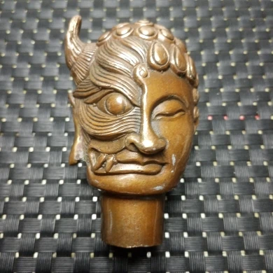 

Pure copper bronze double-sided head statue with half Buddha and half magic cane head accessories, cane head inner diameter 19mm