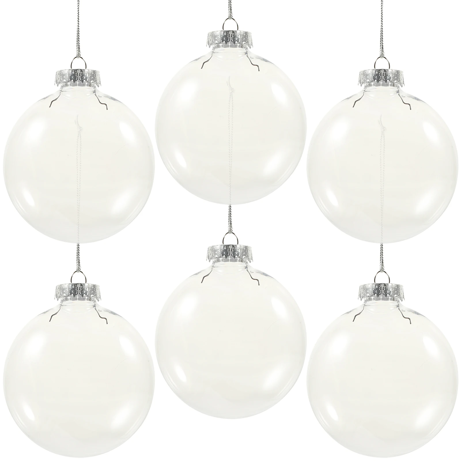 

6 Pcs 10cm Clear Fillable Christmas Flat Ball Ornaments PET Plastic DIY Decorations Transparent Hanging Candy Boxes
