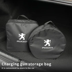 Trunk Organiser EV Car Charger Cable Storage Bag Carry Toolbox For Peugeot 407 508 2008 5008 307 308 3008 206 207 208 107 106 20