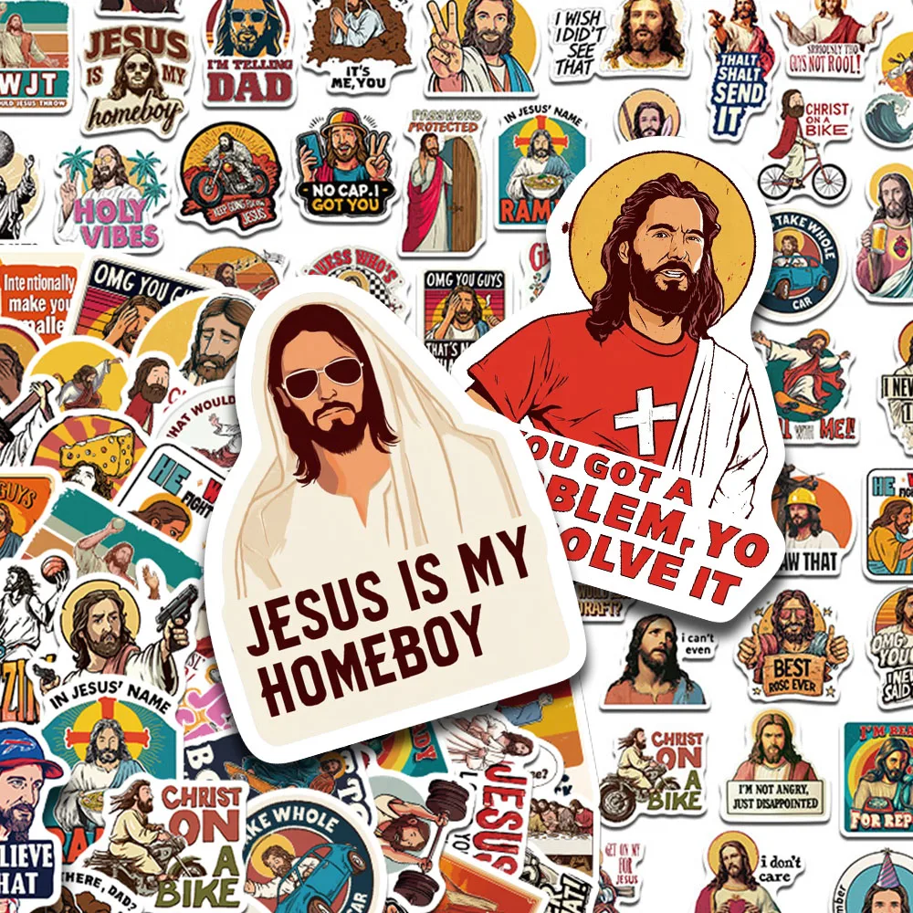 50/100 peças de Adesivos Engraçados de Jesus em Estilo Cartoon para Telefone, Laptop, Scrapbook, Skateboard, Capacete, DIY, Graffiti, Adesivos Estéticos