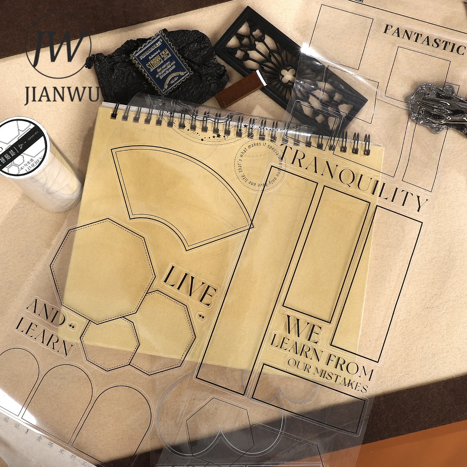 JIANWU 125mm*5m Vintage Border Label Landscape Material Collage Scrapbooking PET Tape Creative DIY Journal Stationery