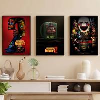 Movie F-FNAF 2 Poster Self-adhesive Art Waterproof Paper Sticker Coffee House Bar Room
