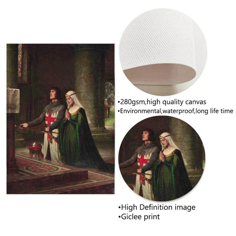 إدموند بلير لايتون عمل فني The Accolade فارس القرون الوسطى موضوع حائط لوح رسم الفن Vintage الملصقات غرفة المعيشة ديكور المنزل #6