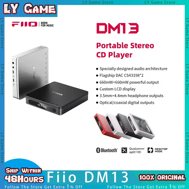 FiiO DM13 Hifi Stereo Portable CD Player 3.5mm/4.4mm Supports Grab Track Transcription And Aptxhd Bluetooth Transmission Custom