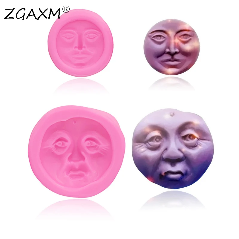 LM 414 - 2 pcs DIY Mystic Face Cookie Baking Silico Mold Polymer Clay Ornament molds Fondant Cake Chocolate Candy Silicone Mould