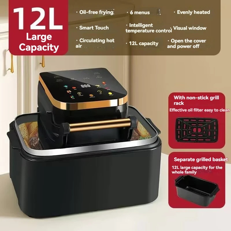 15L Air Electric Fryer Household Microwave Oven New Authentic Visual Multi functional Intelligent Oven Integrated Machine