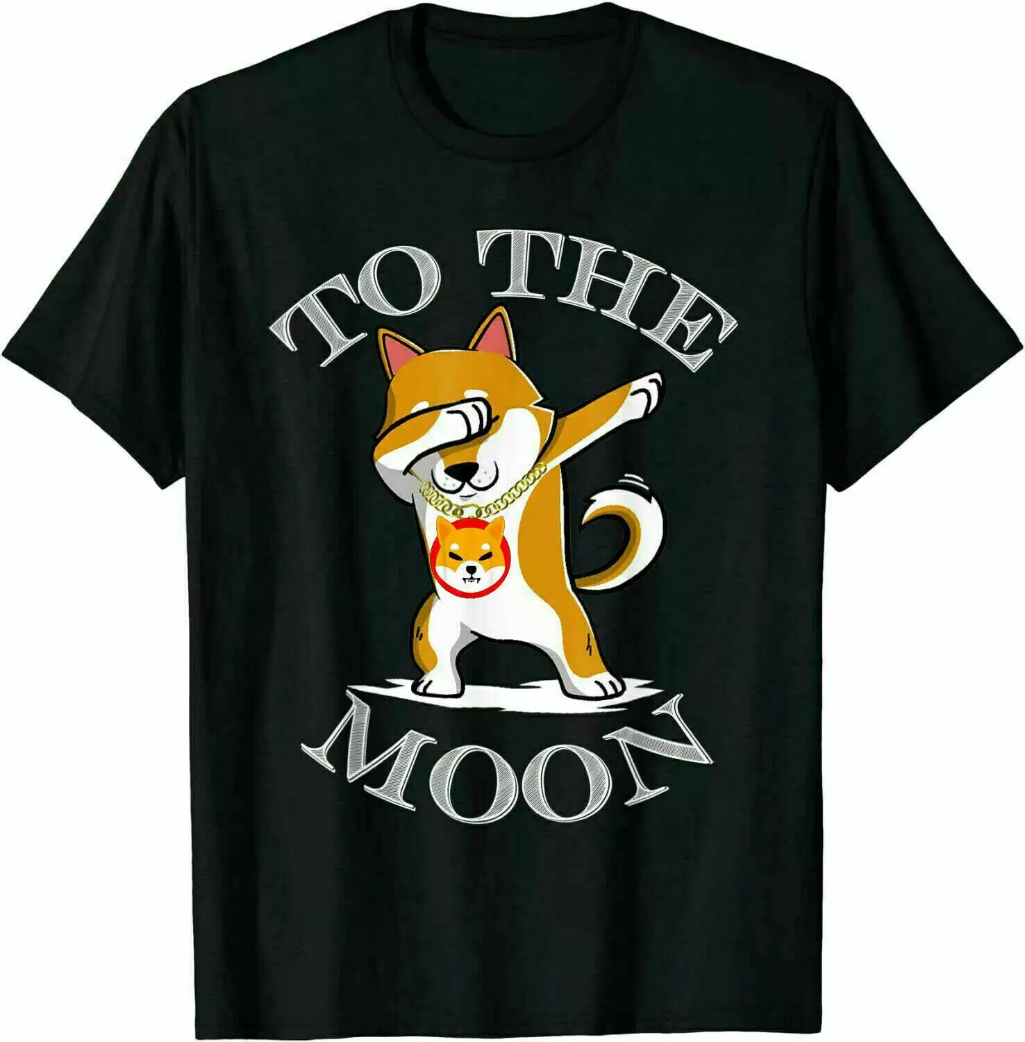 Dabbing Shiba Inu Coin Hodl To The Moon Crypto Meme T-Shirt, Size M - 3Xl