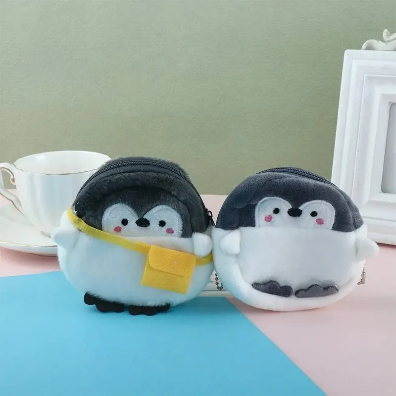

Zipper Money Bag Korean Sweet Mini Plush Penguin Coin Purse Elegant Multifunctional Wallets Children Cartoon Card Holders 지갑