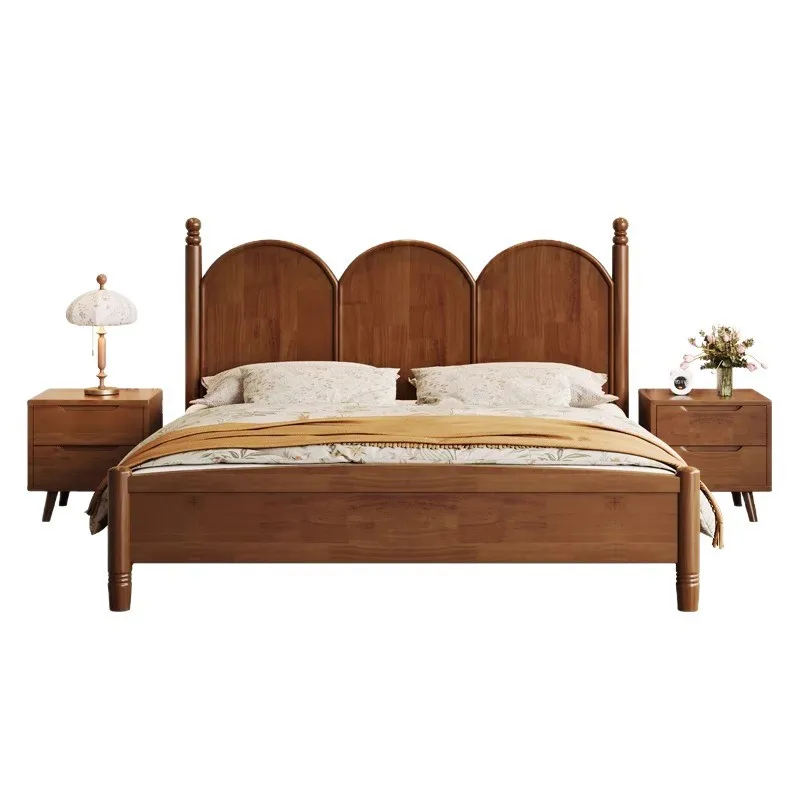 

Nordic modern simple 1.5M double bed 1.8m medium and ancient wind bed master bedroom retro bed small apartment