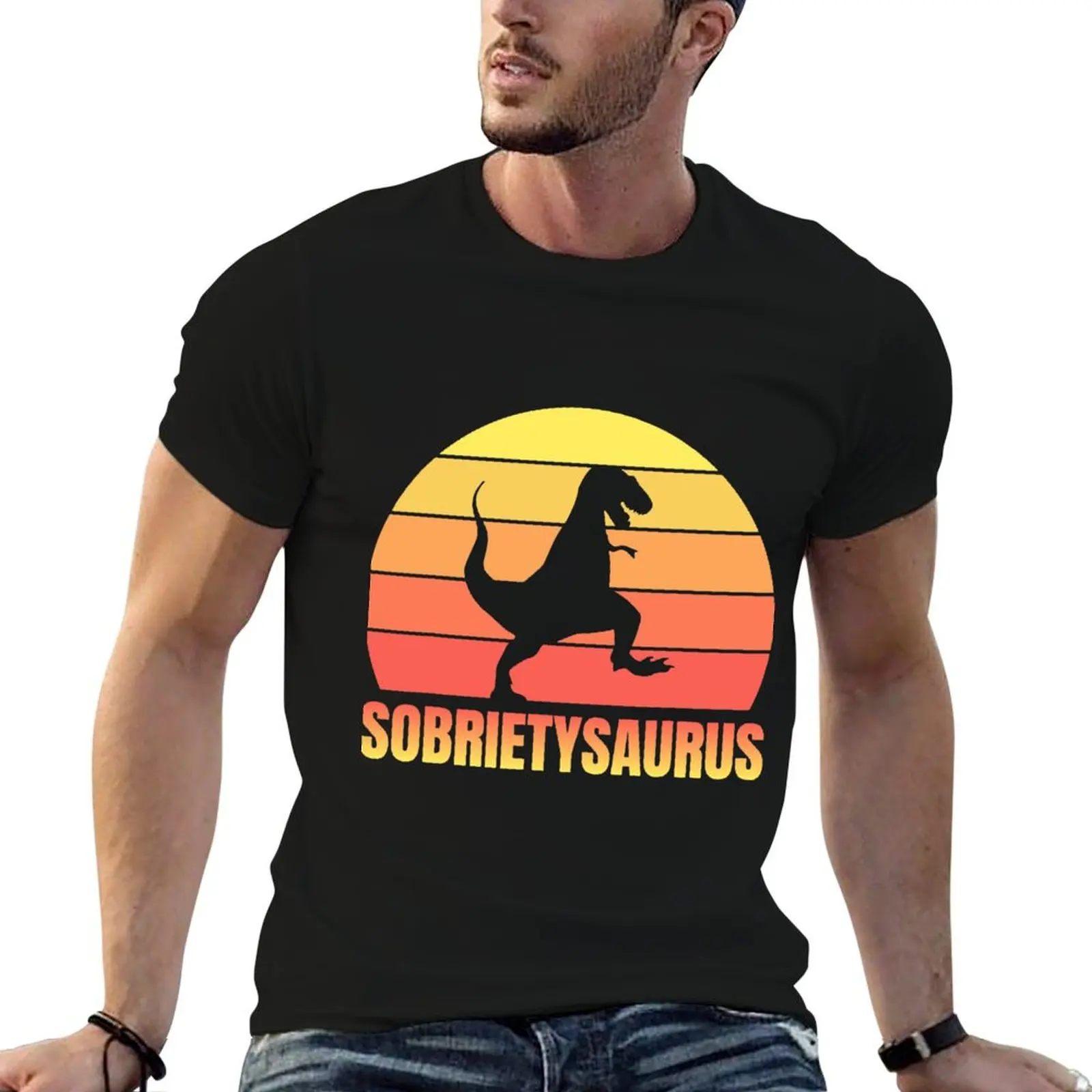 Sobriety T RexAlcoholics Anonymous AA Sober AF T-Shirt anime figures sublime Short sleeve tee men