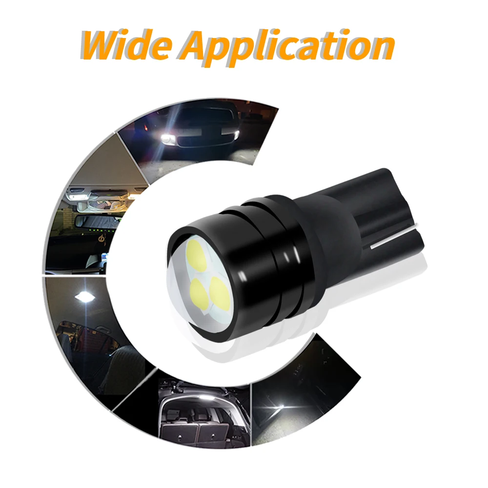 10PCS Projector Lens T10 LED W5W 168 192 194 3528SMD W/ Aluminum Heatsink 12V for Car Parking/Wedge/Clearance/Turn Signal Lights