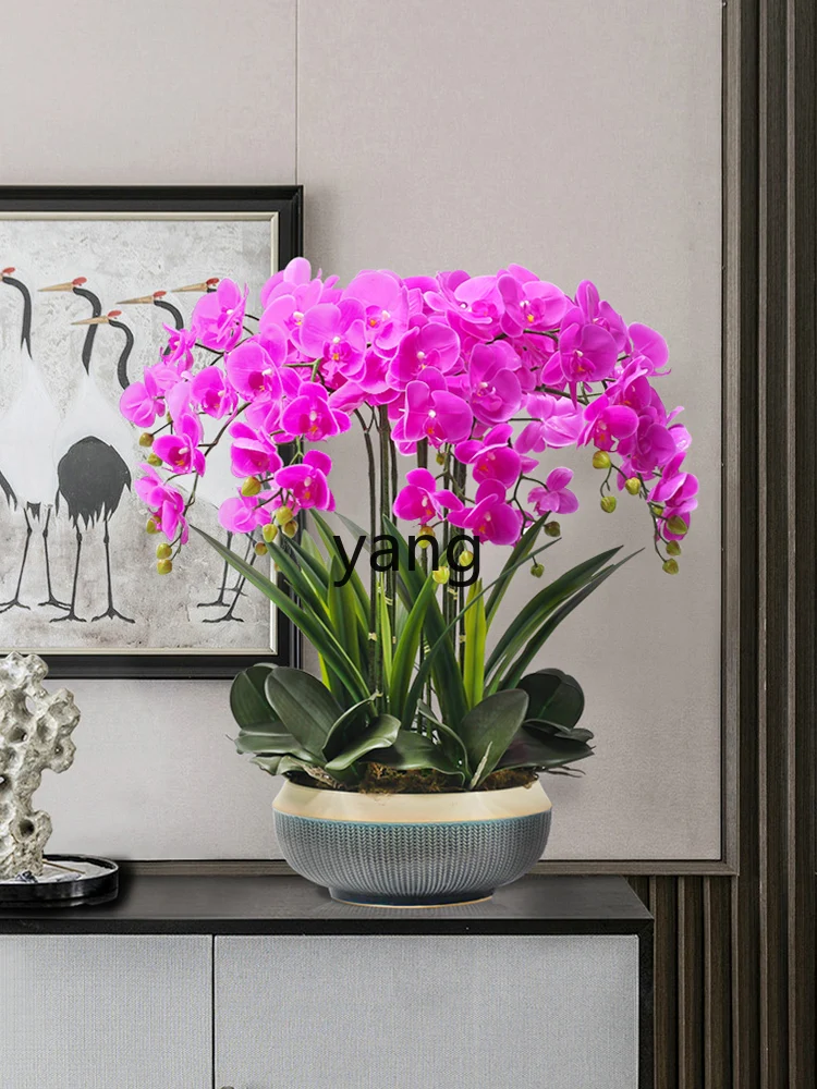 Yjq High-End Large Hand-Feeling Artificial Flower Phalaenopsis Indoor Living Room Front Desk Ornaments Bonsai