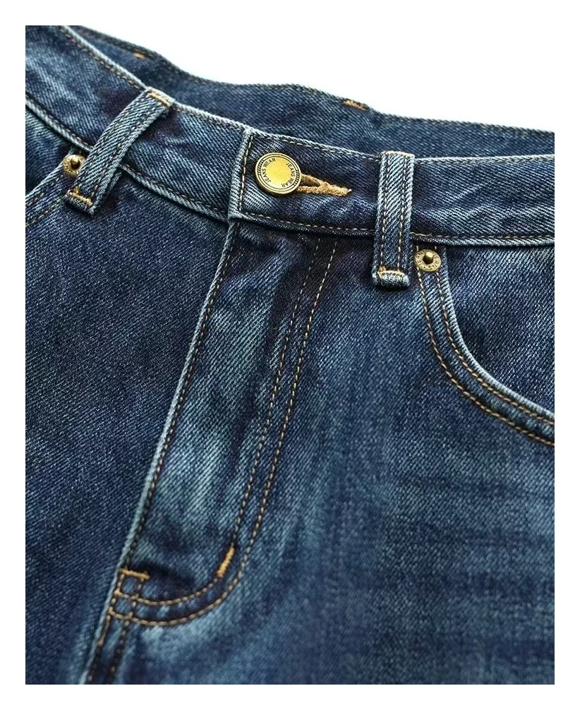 High Waist Wide Leg Denim Jeans CLC Jie Jie plus Ace Danning Vintage Blue Conceal Meat High Waist Wide Leg Jeans