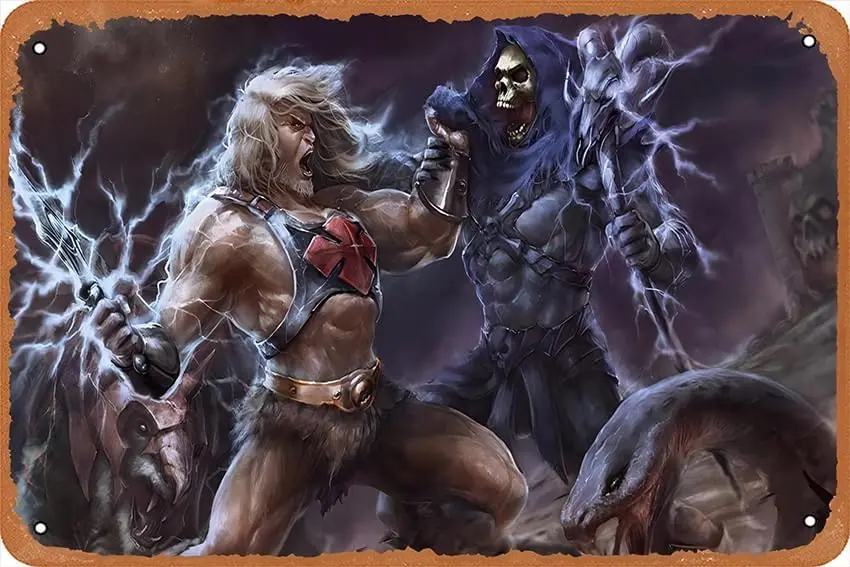 He Man Vs Skeletorwork Metal Tin Sign Retro Wall Decor for Home Gate Garden Bars Restaurants Cafes Office Store Pubs Club S sign
