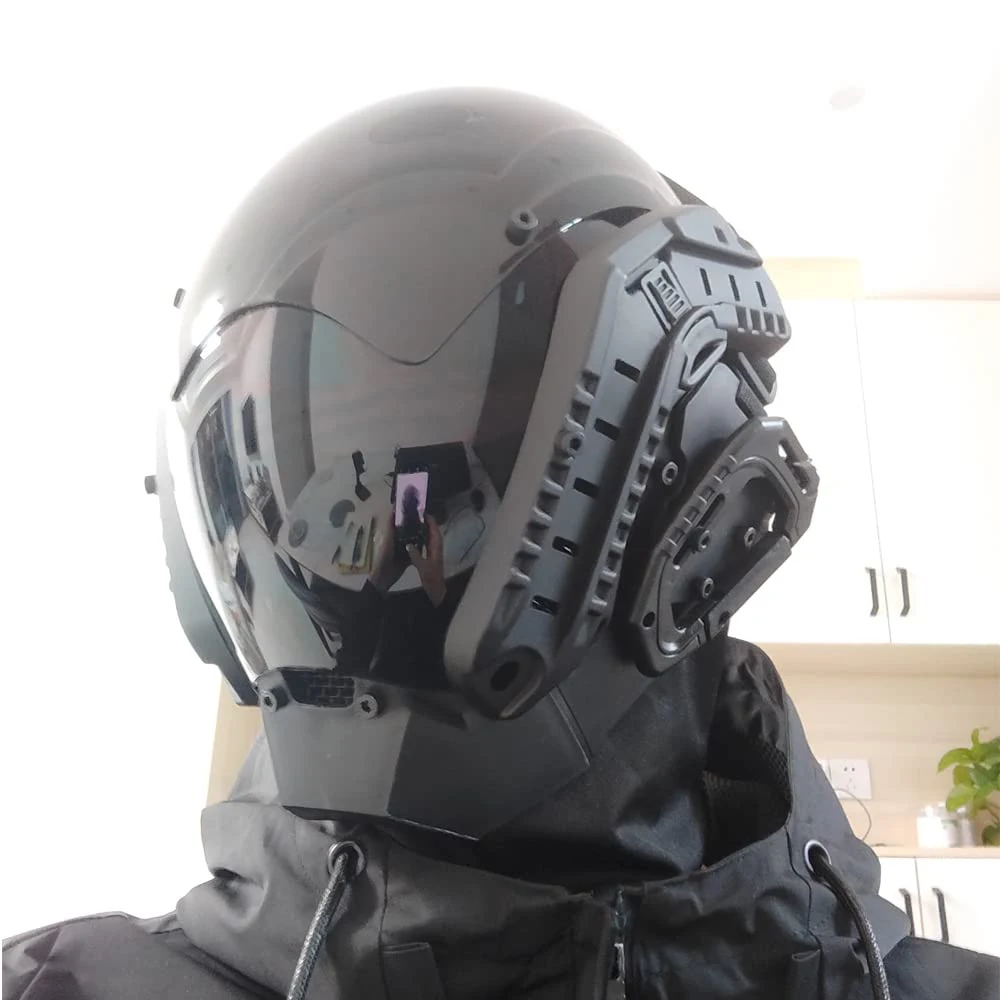 Máscara táctica cyberpunk – Protección facial airsoft acabado oscuro - imagen 5