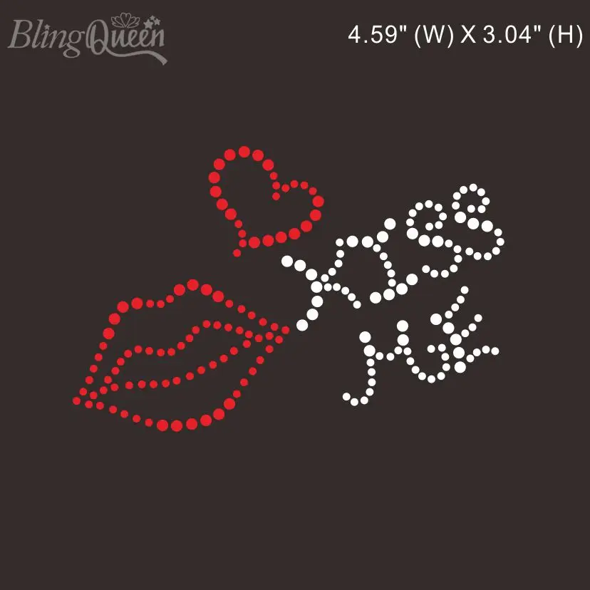 

BlingQueen-Rhinestone Transfer, Bling Hot Fix Applique, Kiss Me Design, 25Pcs Lot