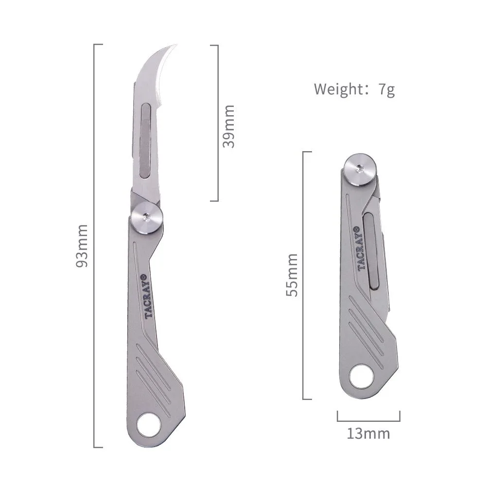 Titanium Alloy Folding Scalpel Portable MINI Carving knife EDC Outdoor Unpacking Pocket Knife with 2 Different Replaceable Blade