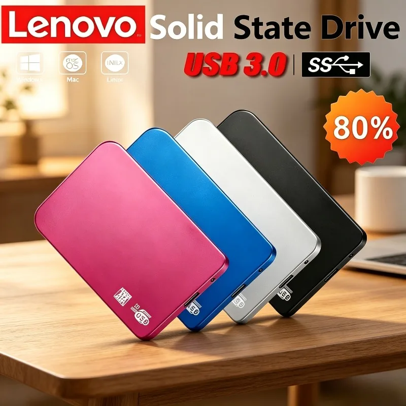 

Lenovo 4TB SSD USB 3.0 Enclosure Mobile Hard Drive Cases With USB 3.0 Cable ABS for SSD External Storage HDD Box