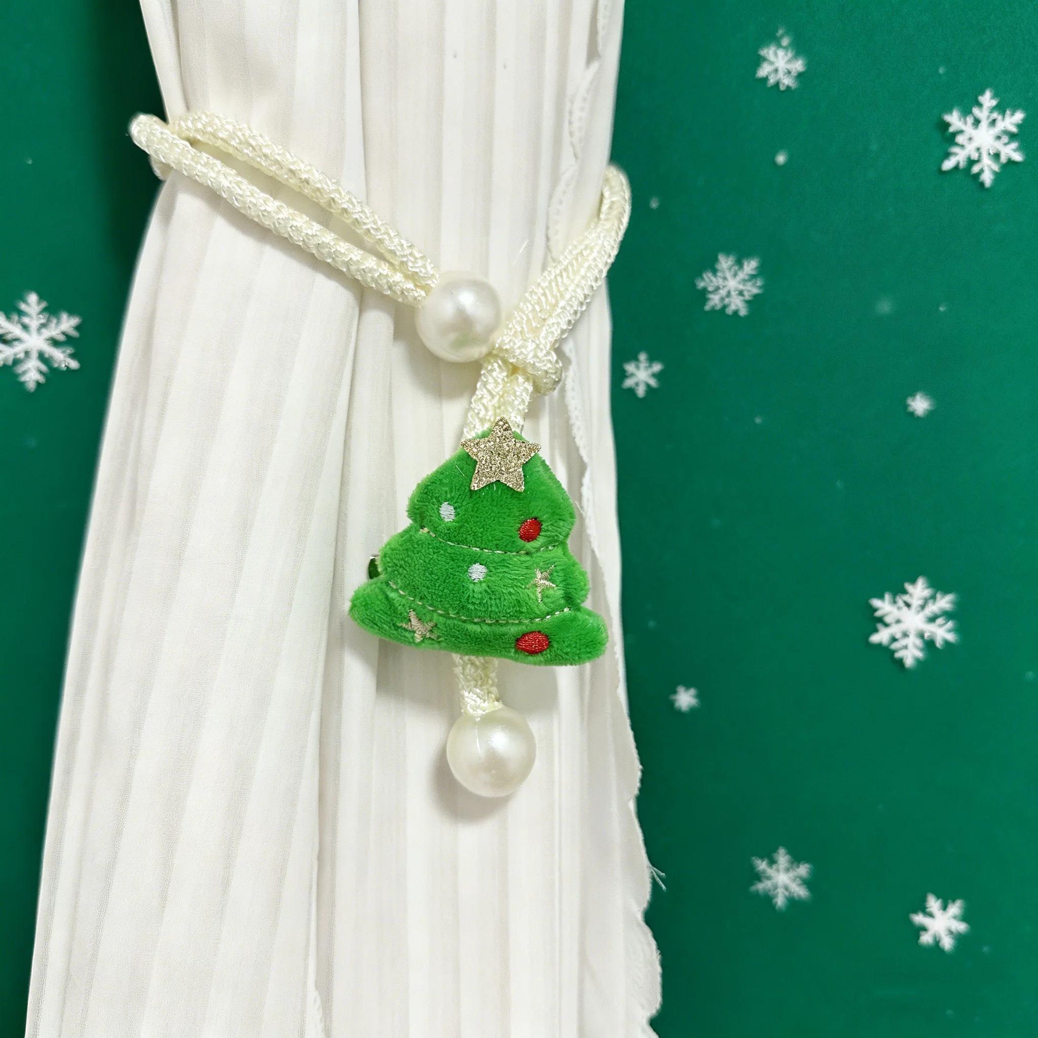 1/2 قطعة شجرة عيد الميلاد الاحتفالية الستار Tiebacks-مثالية لقضاء عطلة المنزل ، زينة عيد الميلاد ، حامل الستار ، ملحقات الستار #3