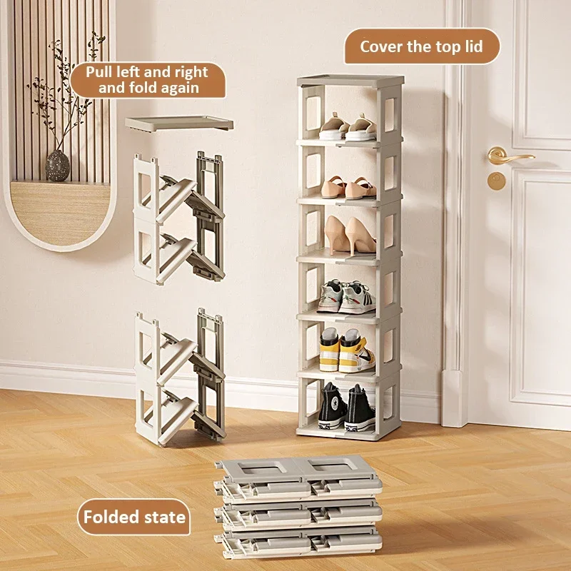 Foldable Shoe Rack Home Door Shoes Storage Thickened Stackable Creative Space Saving Shoes Cabinets Organizer Box Hanger