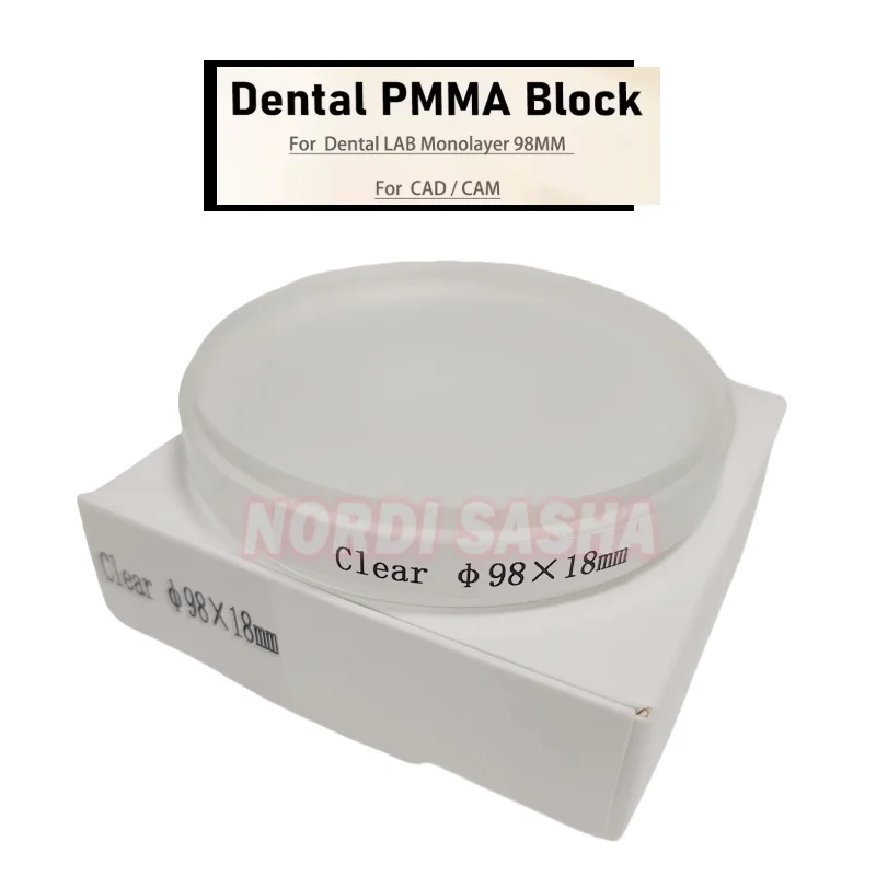 

3Pcs/Lot Dental Clear PMMA Block Resin Carving Plate Dental Lab CAD/CAM System Material 98mm 10-25mm