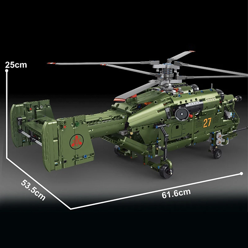 1800PCS Card 27 Military RC Helicopter Helix Building Blocks Model MOC Airplane Brick Toys for Children Christmas Gift Set