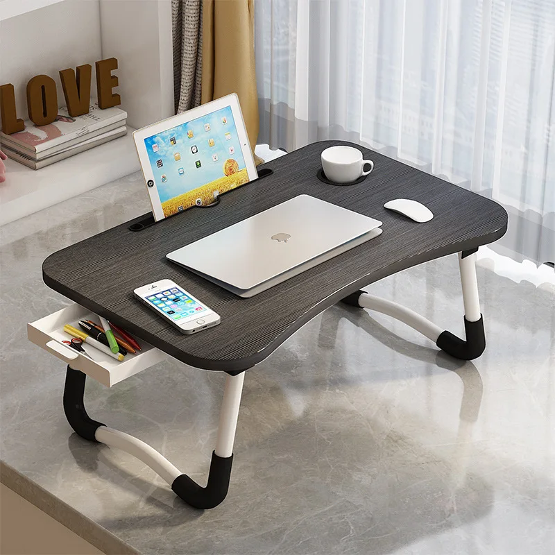 2026 Lazy Folding Bed Desk, Portable Laptop Bed Table for Dorm Students, Fold‑up Study Writing Table Home Bedroom