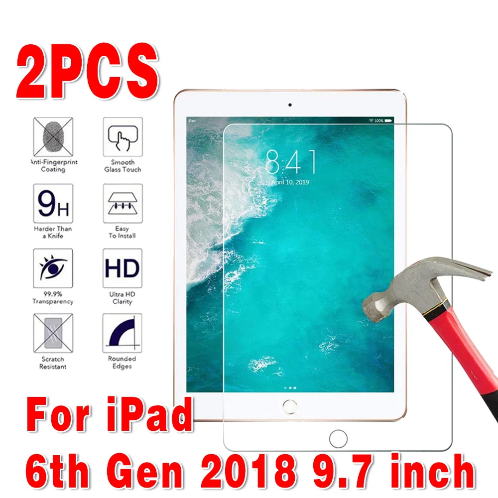 2 Pcs for Apple Ipad 8th Gen 10.2inch A2270 A2428 A2429 A2430 Tempered Glass Tablet Screen Protector 0.3mm 9H HD Protection Film