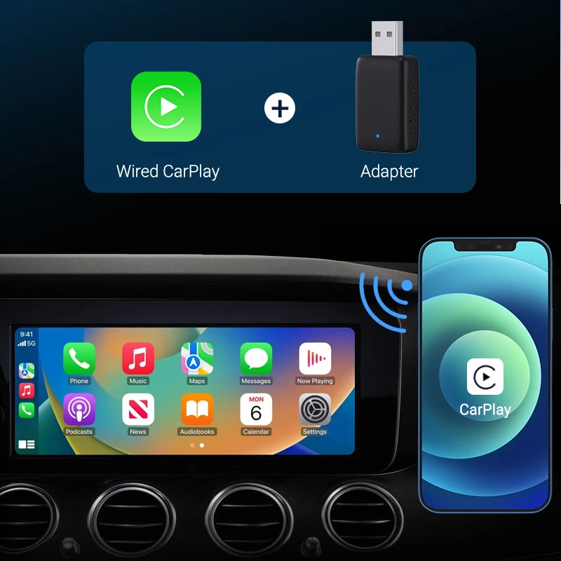 Acodo Smart Box Carplay Sem Fio E Android Auto 2em1 Adaptador Com USB Plug and Play Conexão Rápida Automática WIFI Universal