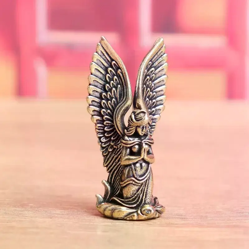 【New】1Pcs Home Decor Ornament Brass Goddess Guardian Angel Small Statue Characters Miniatures Figurines Desk Decoration Crafts view 2