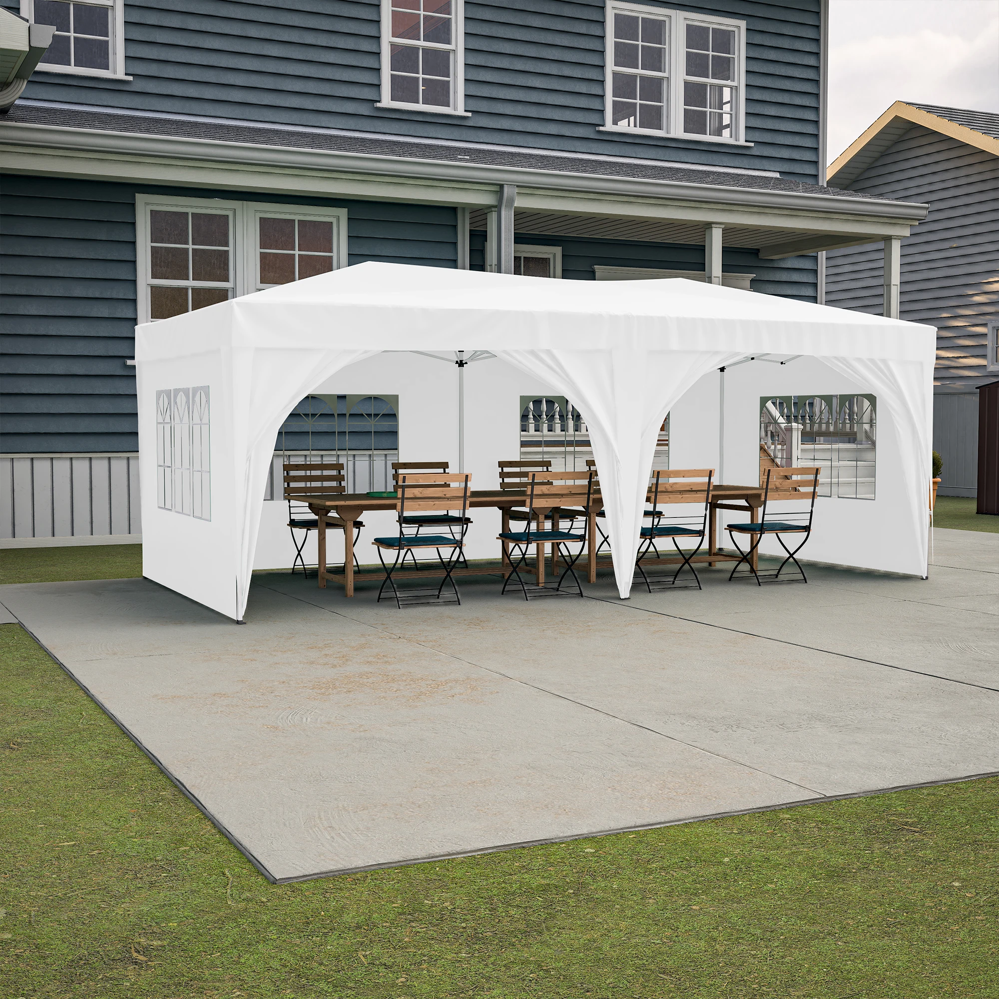 LZBEITEM 10' x 20' Pop Up Canopy Tent with 6 Removable Sidewalls & Carry Bag, Waterproof Anti-UV Party Wedding Tents Gazebo