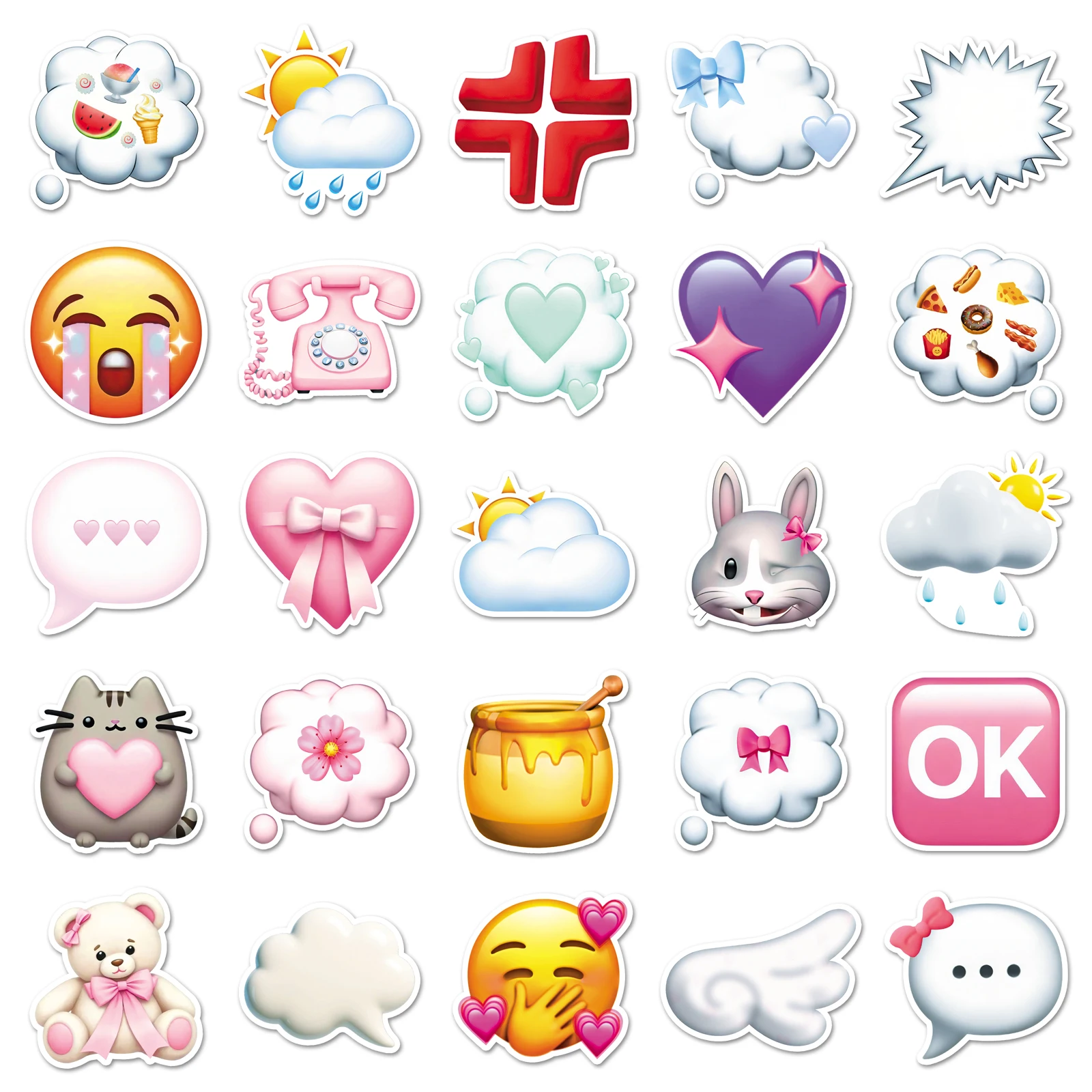 50Pcs Cute Funny Emojis Kids Stickers Cartoon Cute Waterproof Sticker Skateboarding Retro home decal Sticker