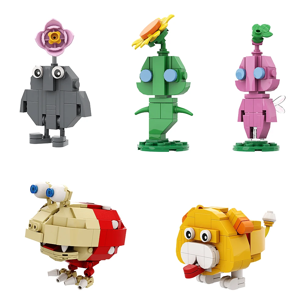 MOC-Bloco de Construção de Figuras Anime para Crianças, Conjunto de Tijolos, MOC, Pikachu, Hocotate, Olimar, Assimétrico, Jogo de Monstros, Action Figures, Presente