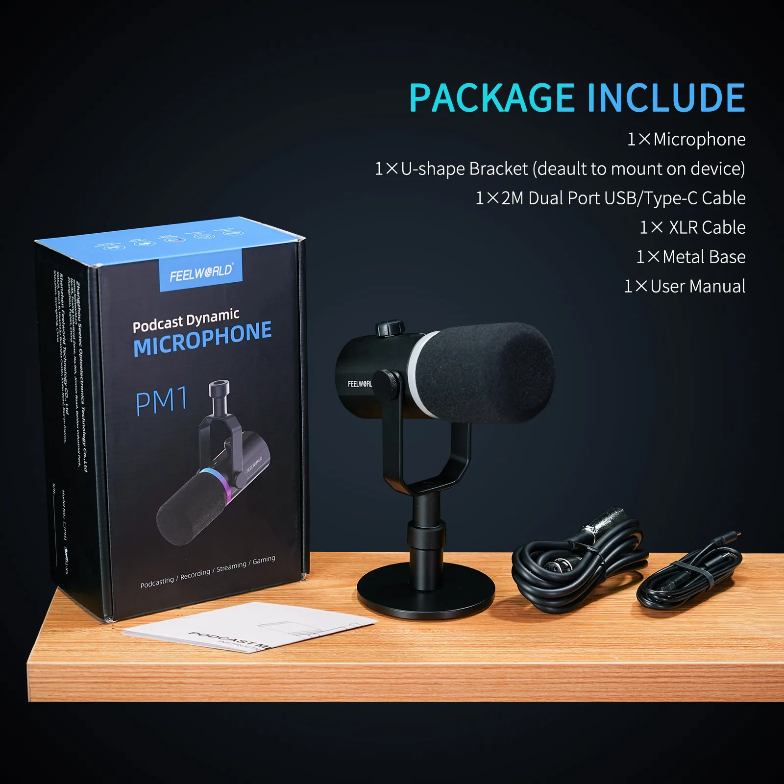 Feel world PM1-XS xlr/usb dynamisches mikrofon für podcasting aufzeichnung gaming live streaming pm1