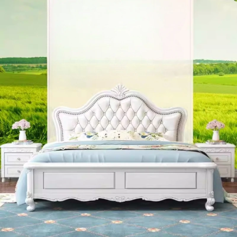 Support Headboard Double Bed European Pretty Luxury King Size Double Bed Unique Modern Letto Matrimoniale Bedroom Furniture