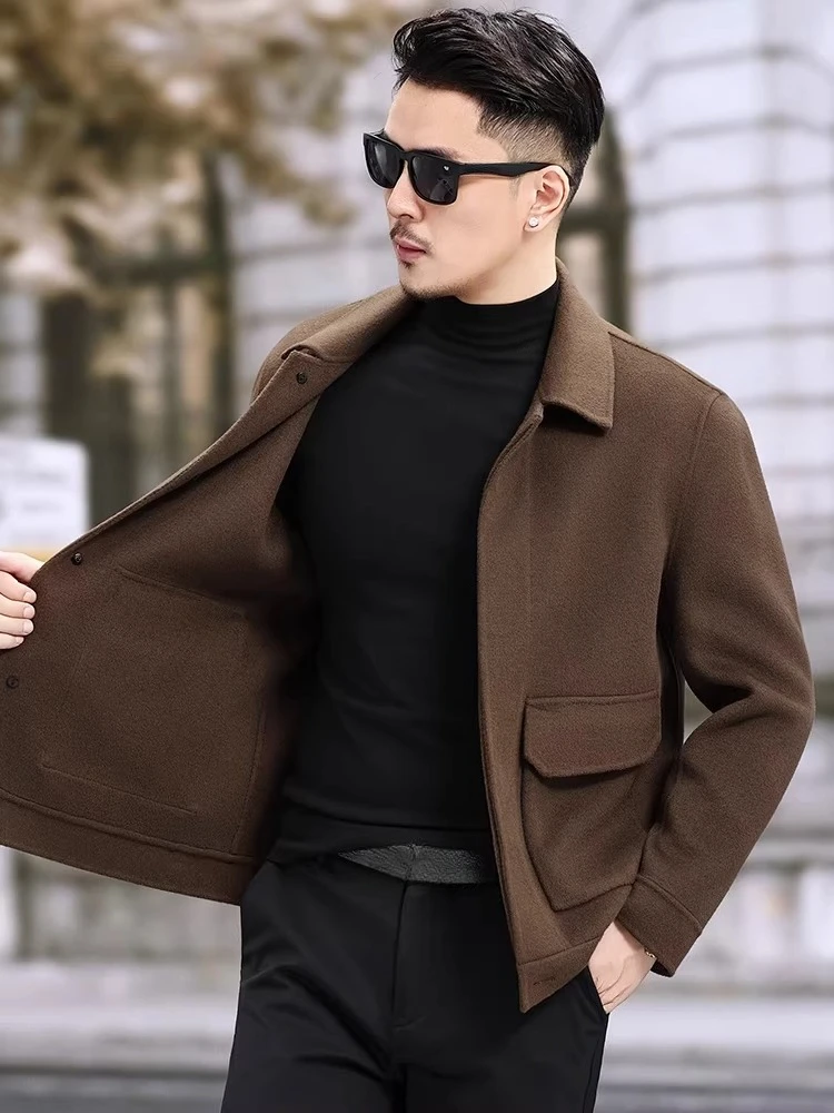 AYUNSUE 100% Double-sided Wool Coat Man Fashion Autumn Winter Coats Men Clothing Short Woolen Jacket Abrigos De Invierno Hombre