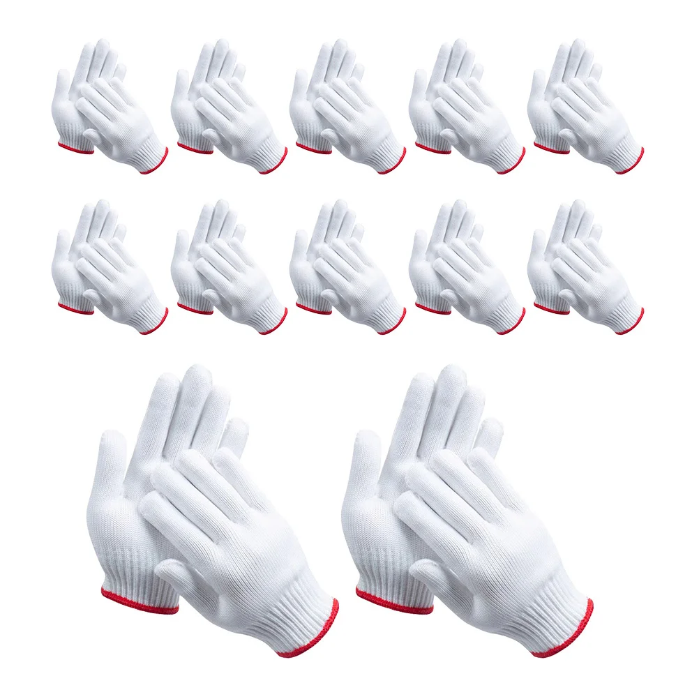 12Pairs سميكة القطن النايلون قفازات حماية العمل المضادة للانزلاق سلامة العمل البناء البستنة مستودع قفازات كهربائي
