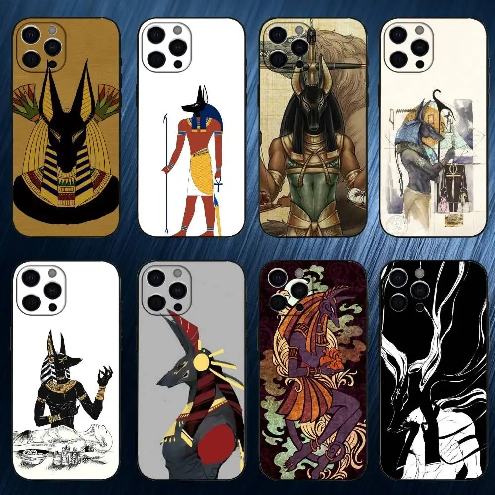 

A-Anubis Egyptian GOD Phone Case For iPhone 17,16,15,14,13,12,11 Plus,Pro Max,Soft Silicone Cover