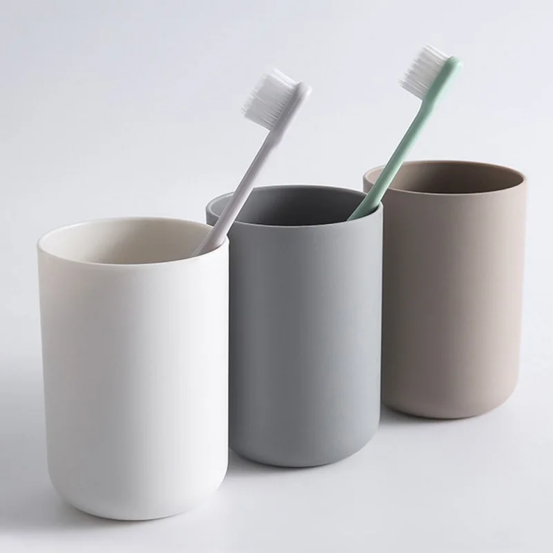 Vasos de baño, taza de plástico para enjuague bucal, taza de agua para café, té, viaje en casa, soporte Simple para cepillo de dientes de Color