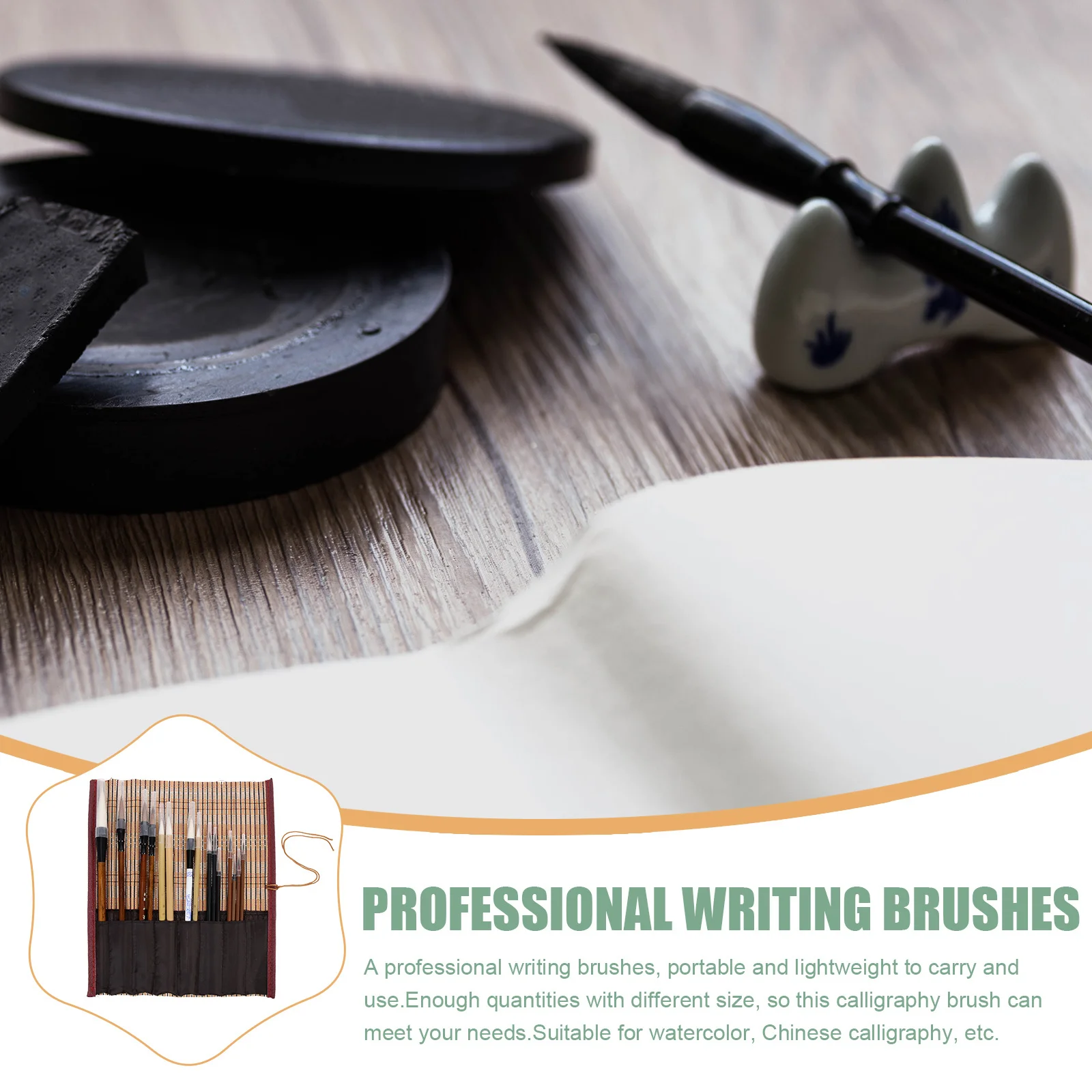 

15Pcs Chinese Painting Brush Set Premium Wood Handle Calligraphy Ink Brush for Beginners Students School Drawing Art