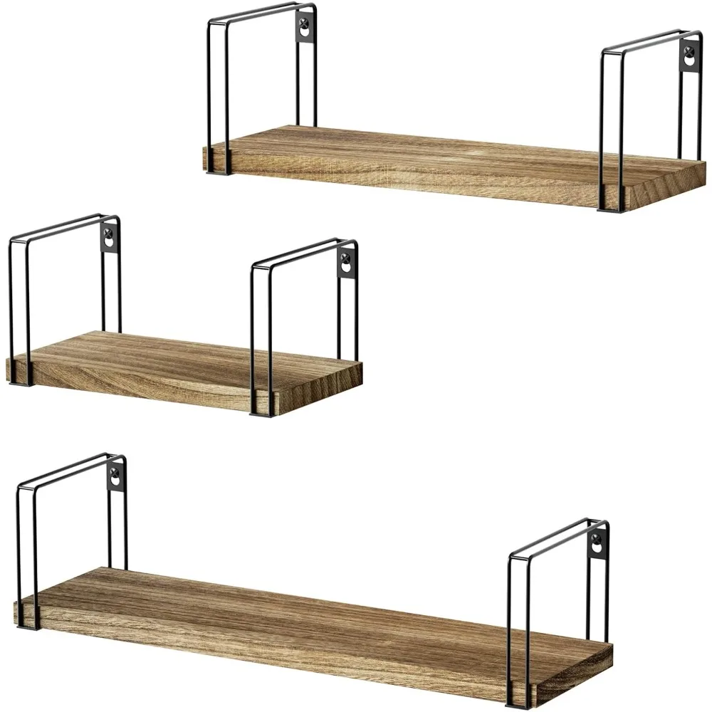 أرفف عائمة ريفية، أرفف معلقة مجموعة تثبيت على الحائط مكونة من 3 قطع، أرفف خشبية مقاس 17 بوصة للديكور وغرفة النوم والحمام وغرفة الغسيل، #1