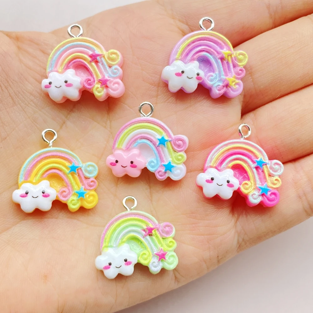 

12Pcs Cartoon Cloud Rainbow Resin Charms DIY Decor Accessories Earring KeyChain Necklace Trinket Pendant Jewelry Findings charms