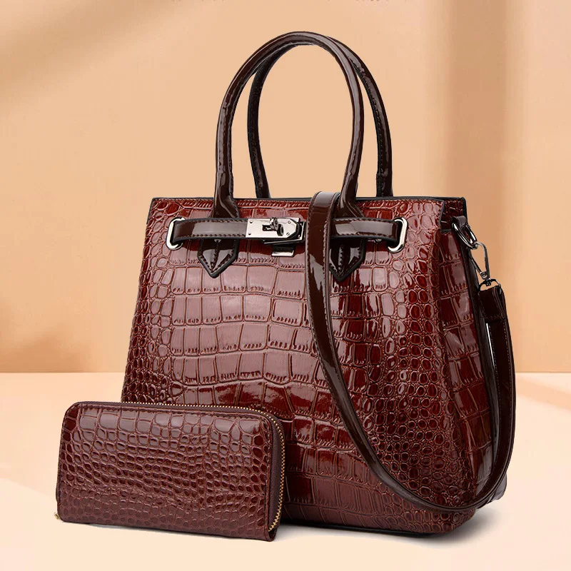 

2025Special-Interest Design Luxury Crocodiling Pattern Patent Women Bag New Two-Piece Suit Portable Shoulder Messenger Bag