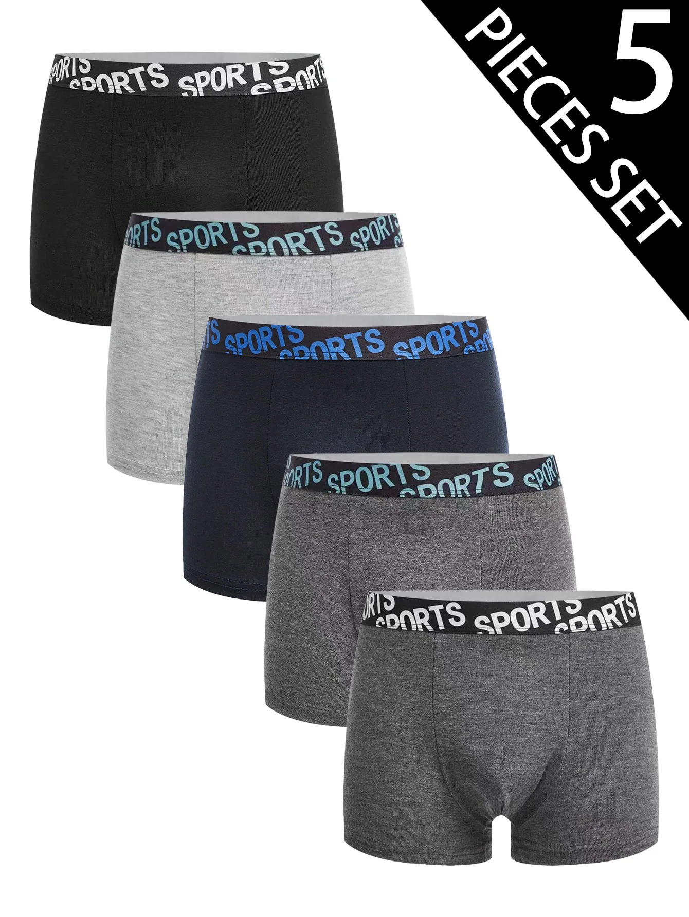 

5-Piece Set Comfortable Breathable Wide Waistband Underwear for Boys 8-12 Years Old Student Boxer Briefs Boys Flat Briefs
