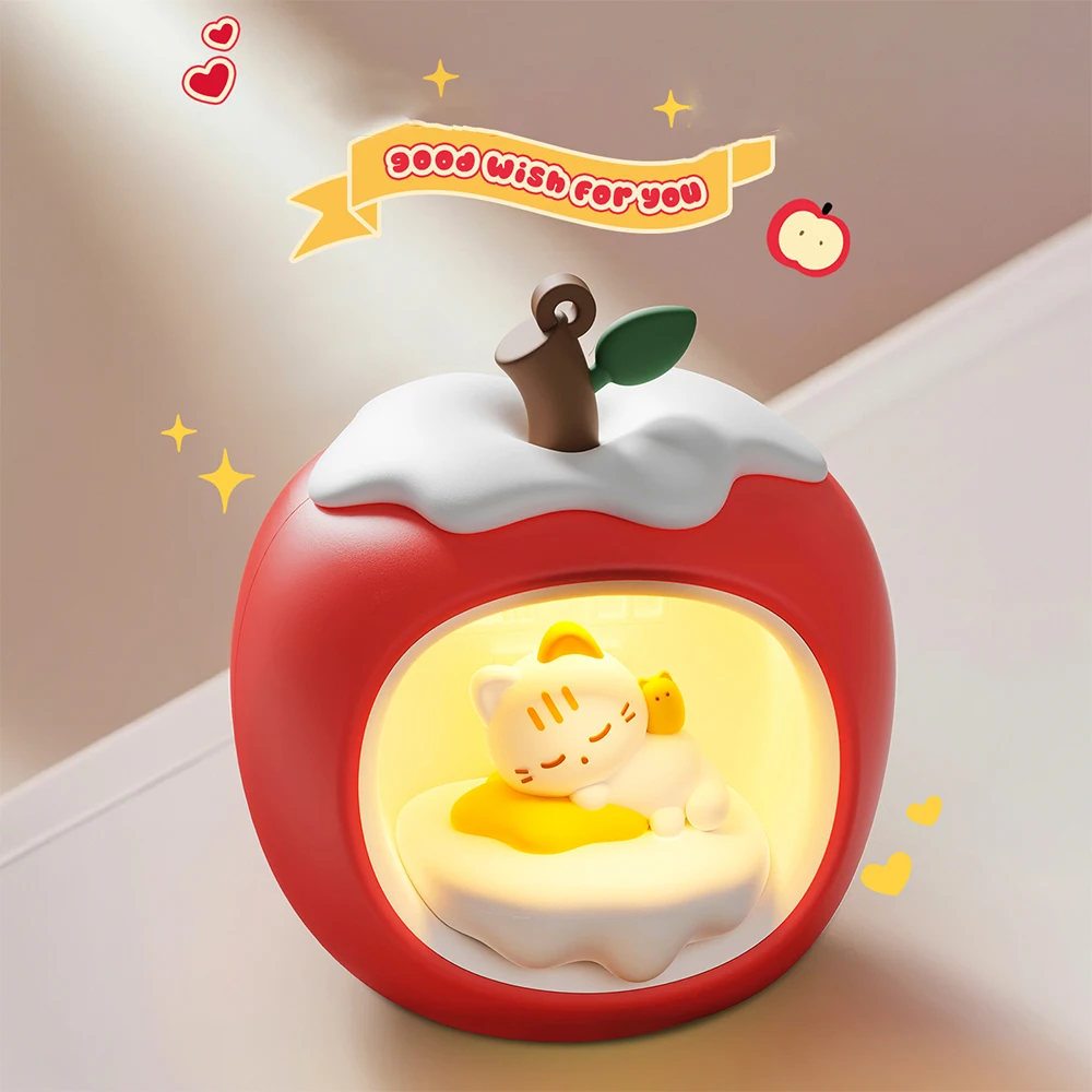 Apple-shaped Smart Touch Night Light Desktop Decor, Ambient Indoor Lighting Requires 3 AAA Batteries for Operation
