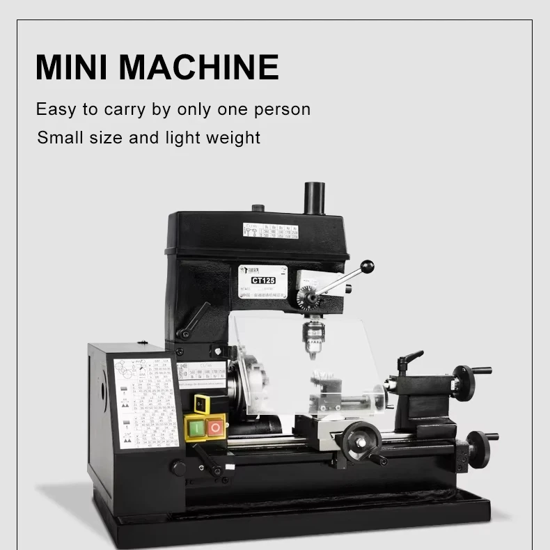 

CT125 Mini Lathe Drilling and Milling Machine Micro Lathe Clock Tool Teaching Multifunctional Tool