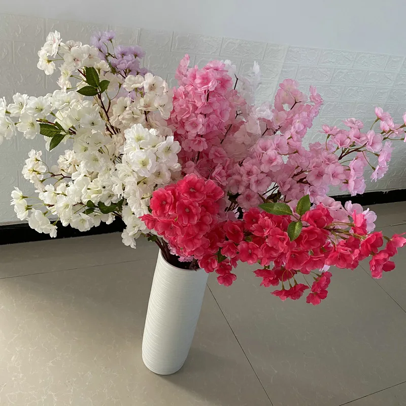 

5 PCS Cherry Artificial Flower For Wedding Decoration Ceiling House Hotel Garden Decorative Simulation Flowers Pink Room Decor