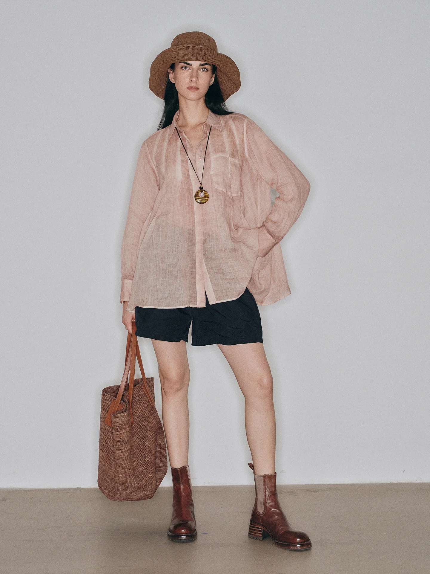

Женский повседневный топ свободного кроя с длинными рукавами, окрашенный растительными красителями в цвете кунжута, дышащий, от Little Insect